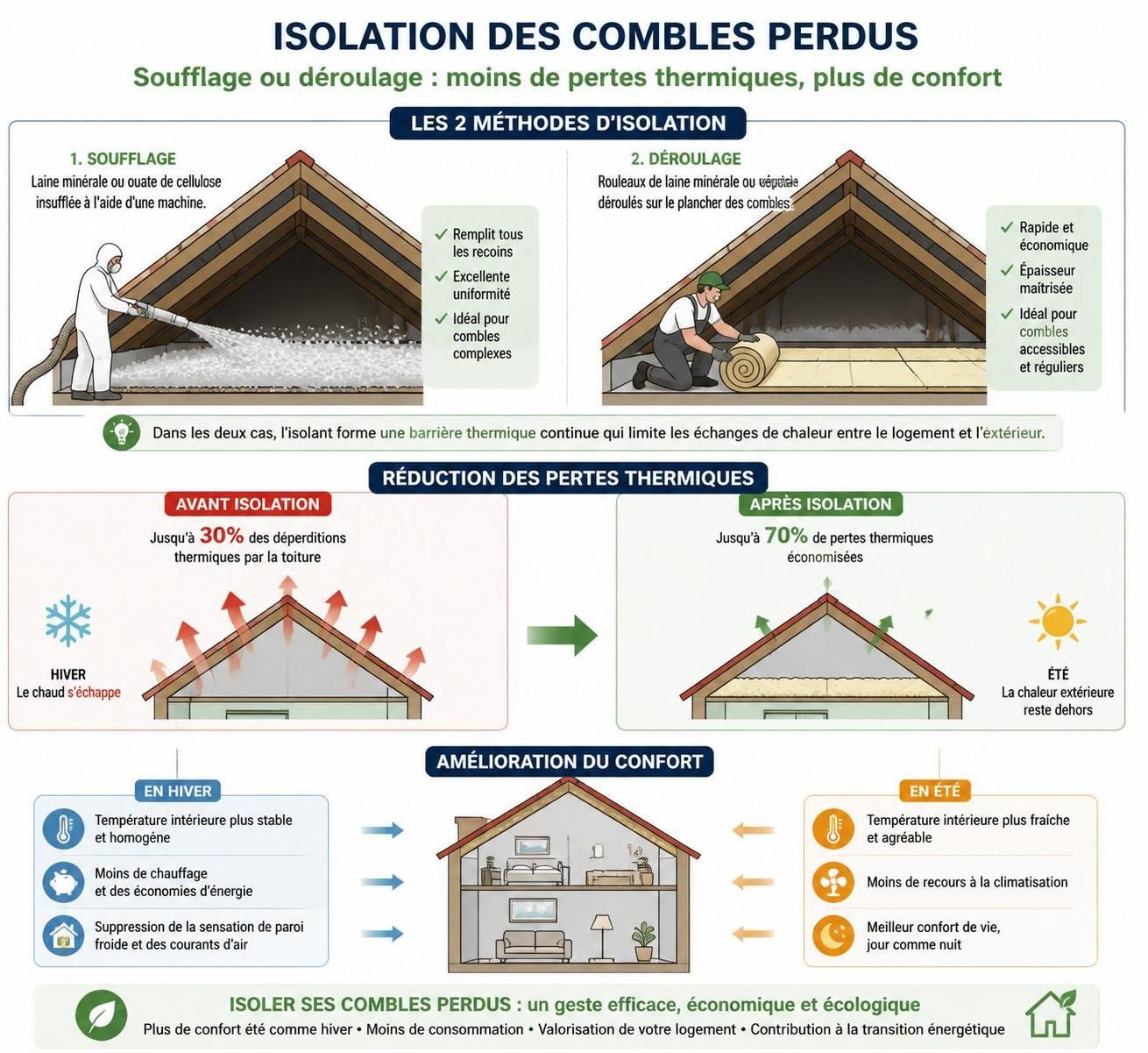 optimisez votre confort et r&eacute;duisez votre facture de chauffage gr&acirc;ce &agrave; l'isolation des combles perdus, une solution efficace et &eacute;conomique pour &eacute;conomiser l'&eacute;nergie.