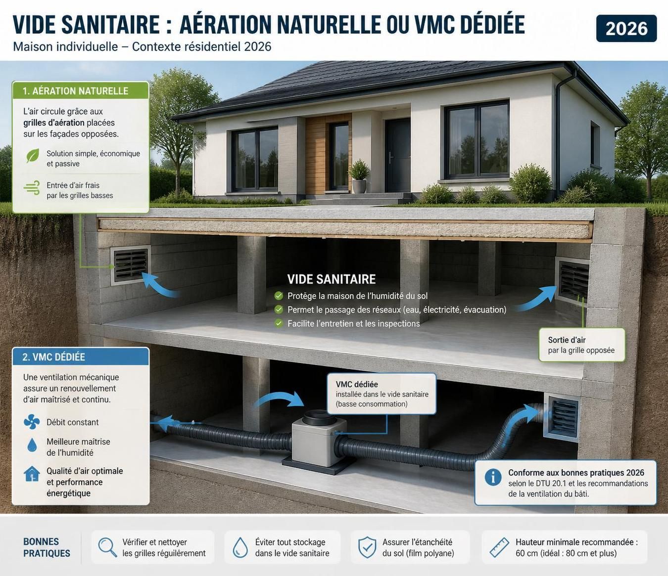 d&eacute;couvrez des solutions simples et efficaces pour ventiler un vide sanitaire inaccessible sans entreprendre de gros travaux, afin d'am&eacute;liorer la qualit&eacute; de l'air et pr&eacute;venir l'humidit&eacute;.