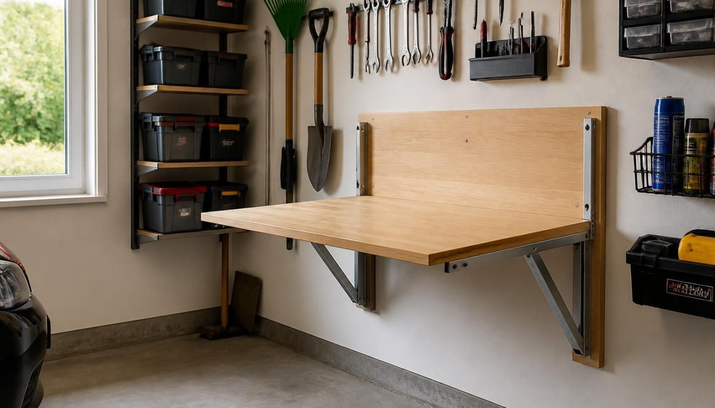 apprenez à fabriquer un établi pliant mural pratique et solide, idéal pour optimiser l’espace dans un petit garage.