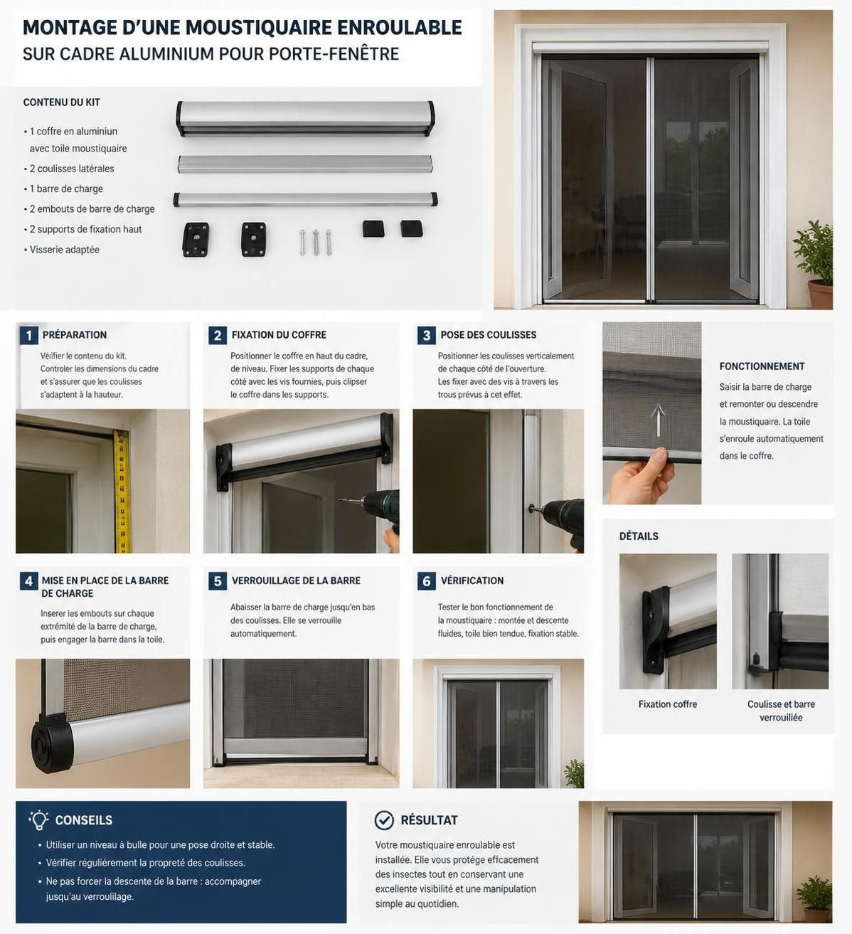 apprenez à fabriquer une moustiquaire enroulable sur mesure pour votre porte-fenêtre et protégez efficacement votre intérieur des insectes tout en profitant d'une ventilation optimale.