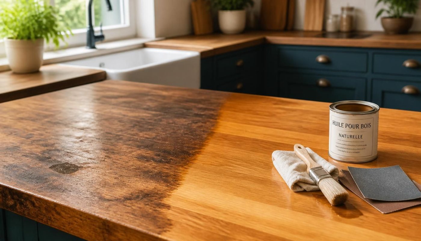 découvrez nos astuces efficaces pour raviver un plan de travail en bois massif taché et lui redonner tout son éclat naturel.
