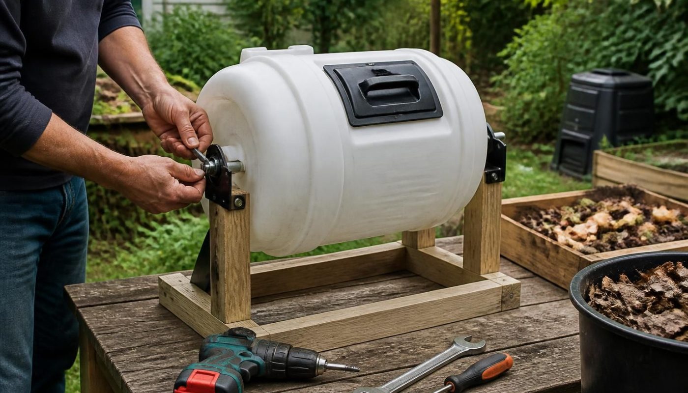 apprenez à construire facilement un composteur rotatif à partir d'un bidon alimentaire pour transformer vos déchets organiques en compost riche et écologique.
