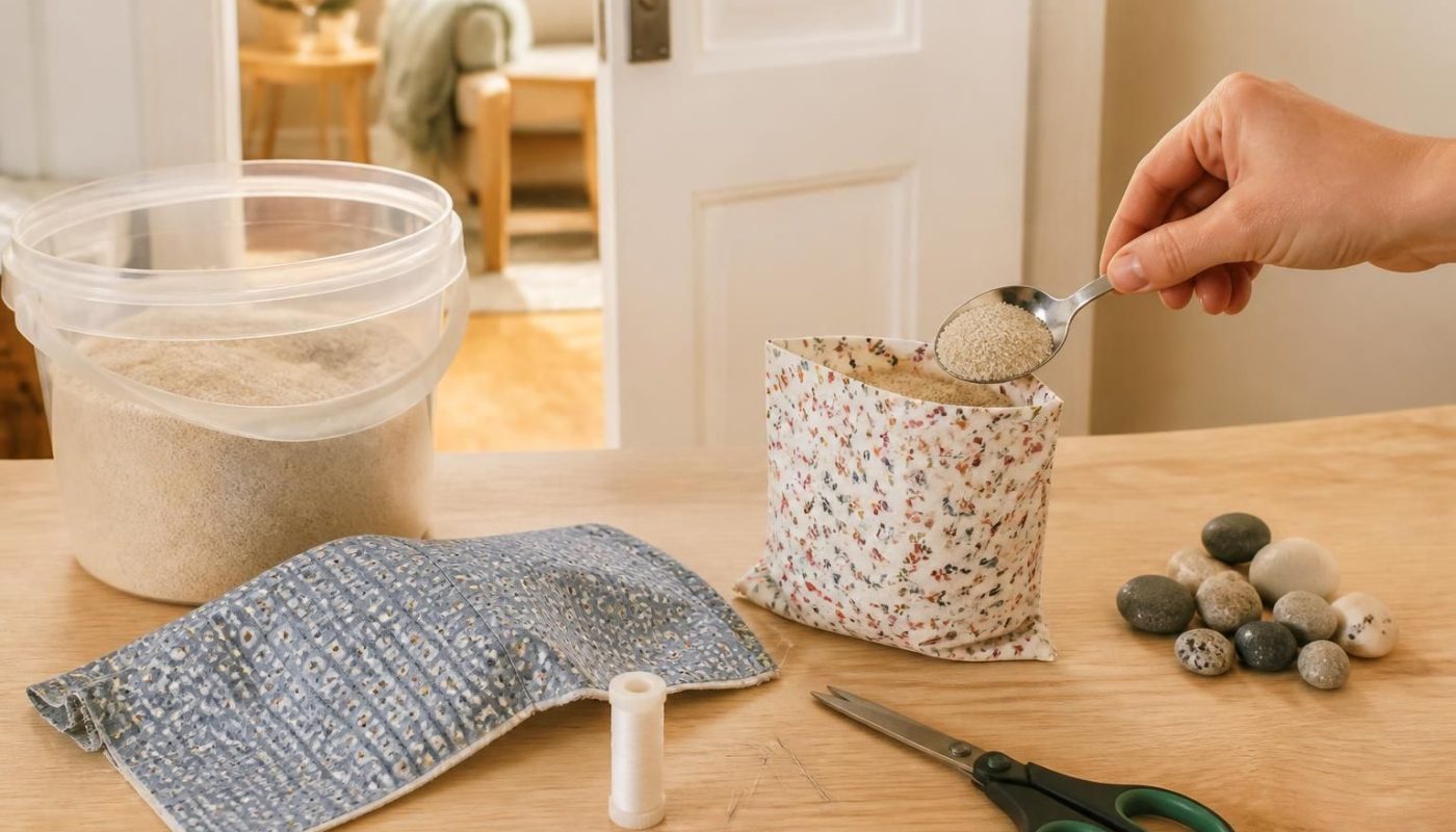 apprenez à fabriquer facilement des butées de porte lestées à l'aide de sable et de tissu, pour une solution pratique et esthétique qui maintient vos portes ouvertes ou fermées.