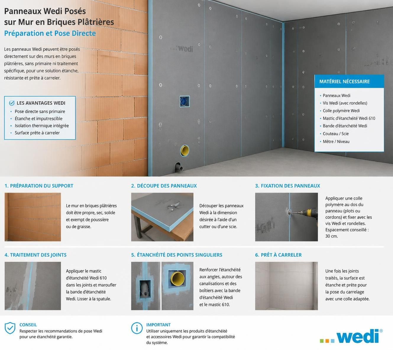 d&eacute;couvrez si la pose de panneaux wedi directement sur des briques pl&acirc;tri&egrave;res est possible, avec les conseils et pr&eacute;cautions n&eacute;cessaires pour garantir une installation durable et efficace.