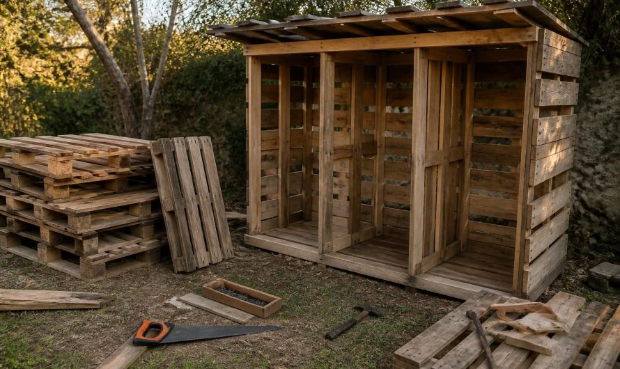 Fabriquer un range-bûches extérieur avec des palettes consignées